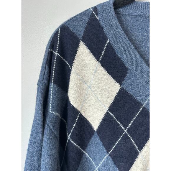 Hathaway Platinum Made in Italy Cashmere Men's Argyle Sweater Size M - Picture 4 of 8